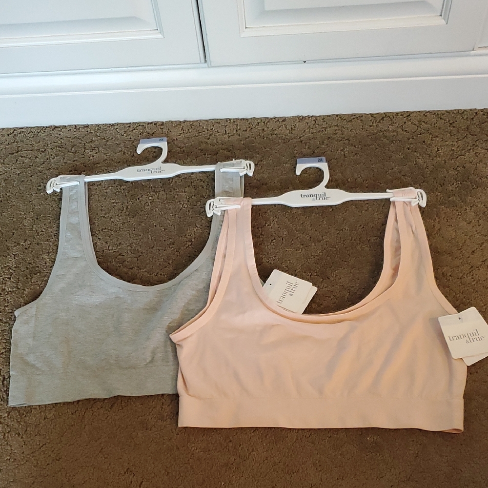 Womens Tranquil and True 2 Pack Pull On Comfort Bra Set Size 2X Lounge Sleep NWT